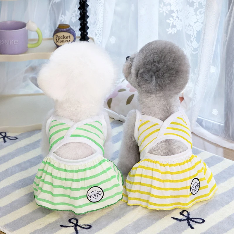 Primavera Estate Strisce sottili Bikini Vestiti per cani e gatti Vestito per cuccioli Abbigliamento a fionda per cani di piccola taglia media Gonna per gattini Forniture per animali domestici
