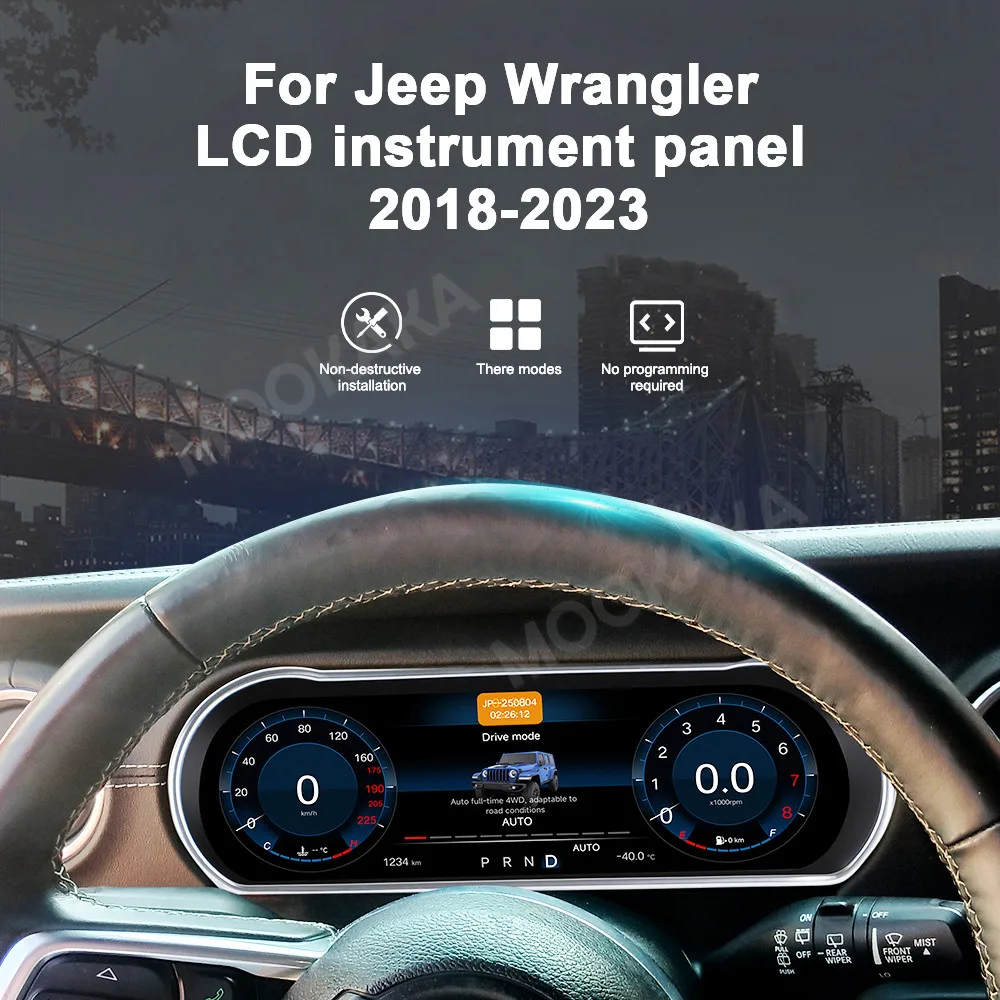 Auto Dashboard Digital Cluster For Jeep Wrangler JL 2018-2023 Car Dash Meter Screen LCD Instrument Panel Speedometer Head Unit