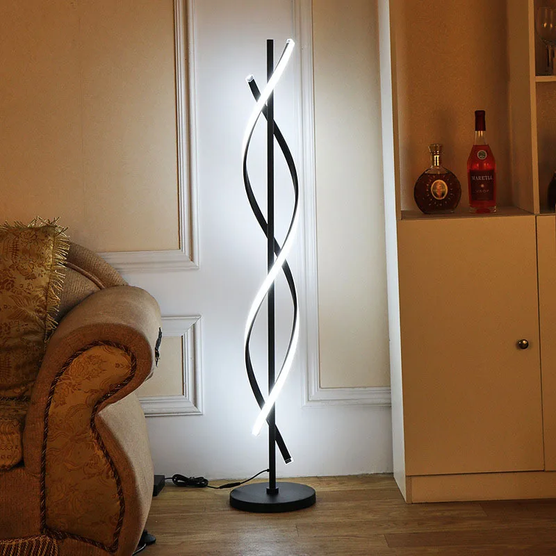 

H1.35m Floor Lamp FOR Living Room Bedroom Spiral Lamp Bedroom Office Black and White LED Minimalist Lamp Art Design