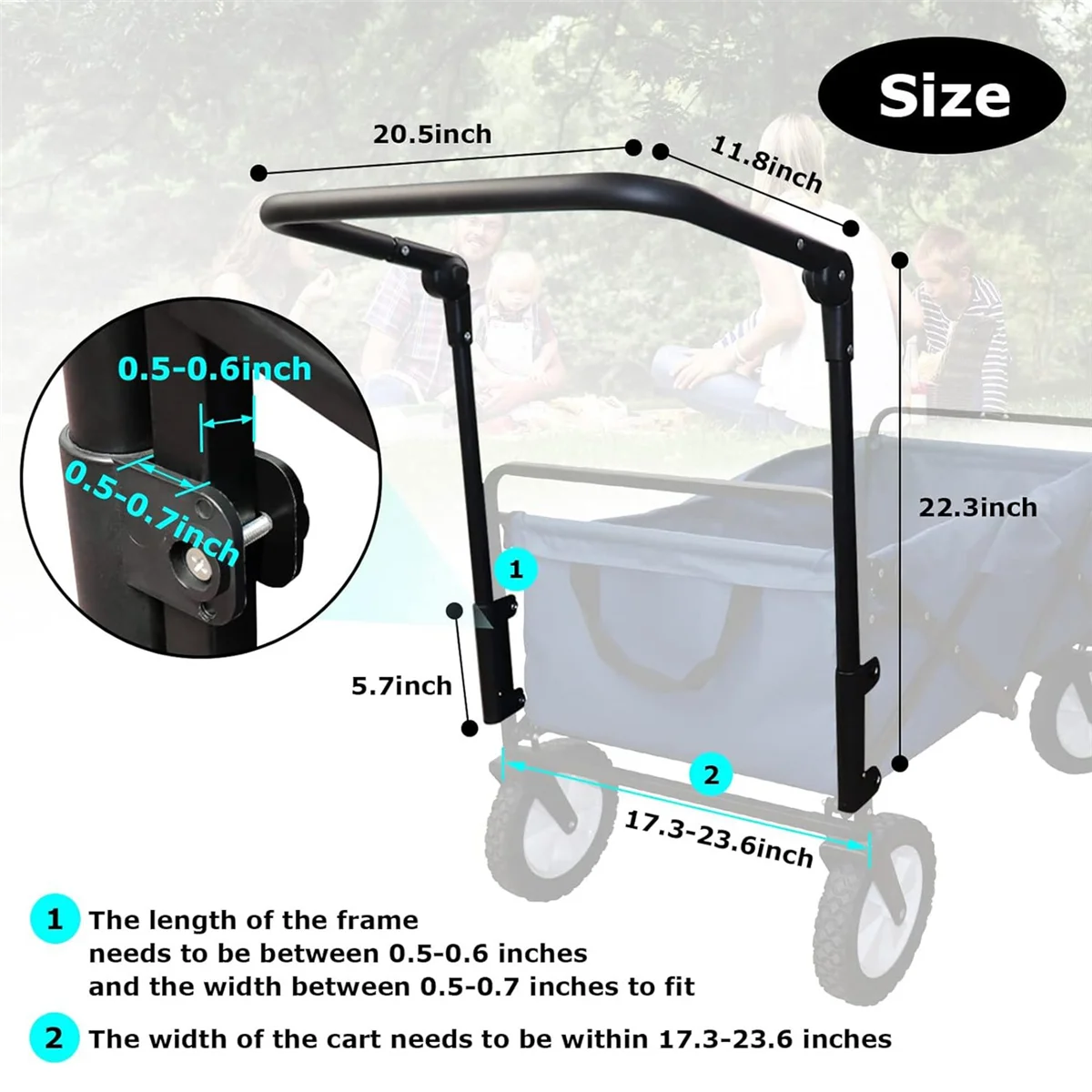 

GET! Foldable Folding Cart Push Handle Lightweight Extendable Cart Trolley Handle Accessories Wagon Cart Equipment