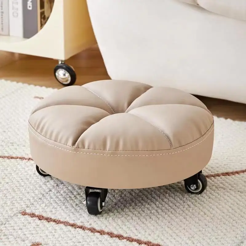 Household Rotatable Stool Pulley Low Stool With Universal Wheel Living Room Multifunctional Bench Bedroom Rotatable Low Stool