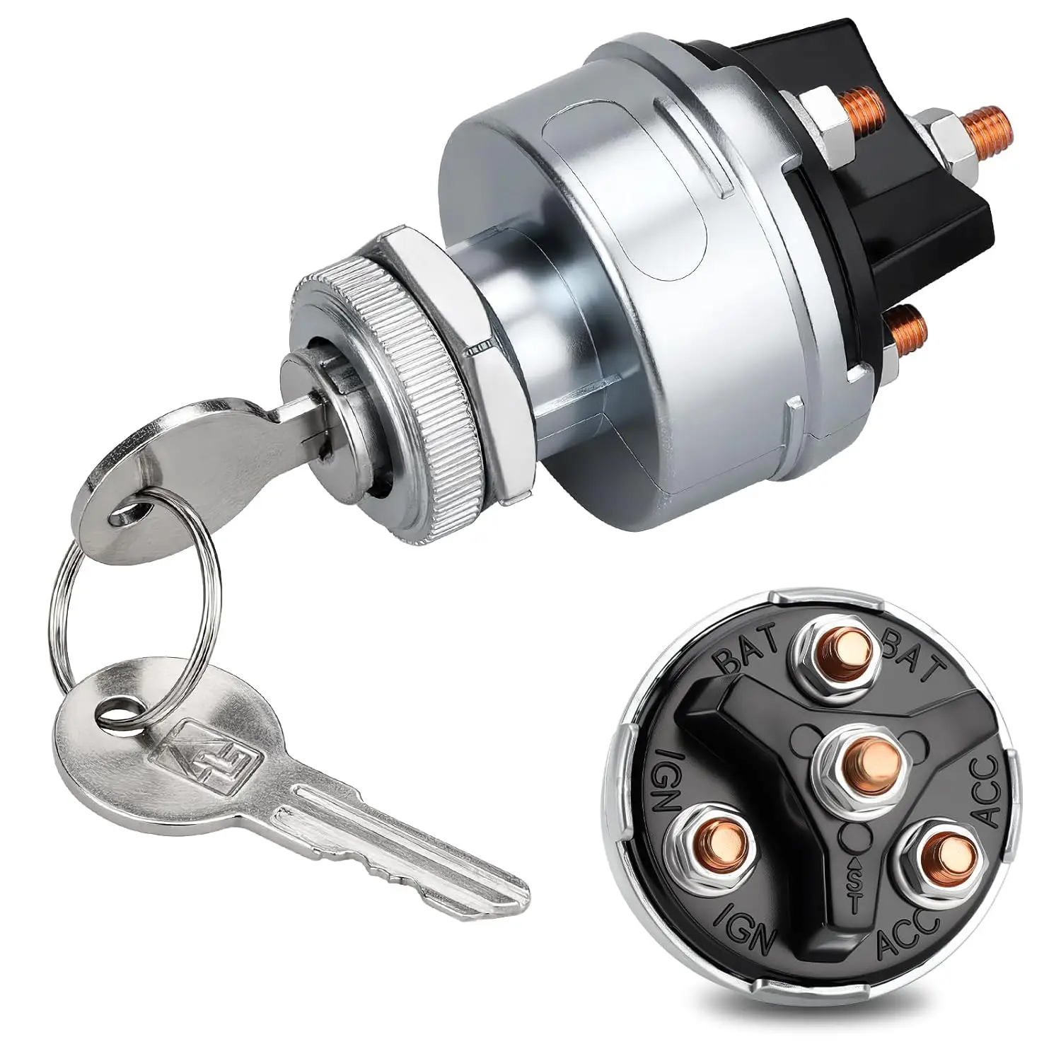 Dustproof 4 Position Ignition Switch 12V with Key ACC OFF IGN Start Fit Car Truck Tractor Forklift Trailer
