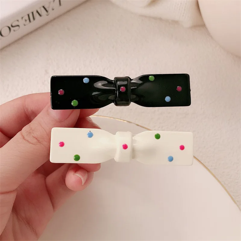 Metal Polka Dot Bow Geometric Hair Clips Girls Trend Classic Design Party Accessories