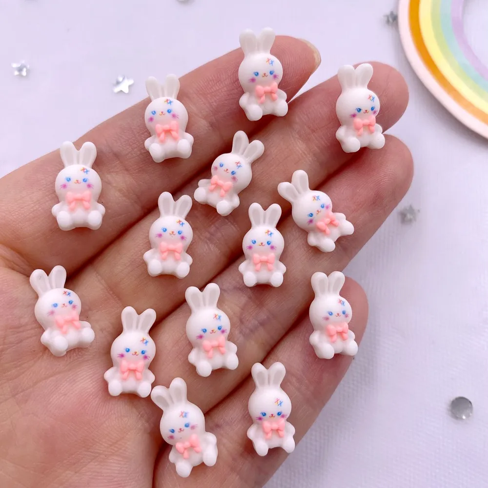 50Pcs Resin Colorful Mini Rabbit Flatback Stone Scrapbook Wedding Applique Decor Craft DIY Nail Art Jewelry Supplies Accessories