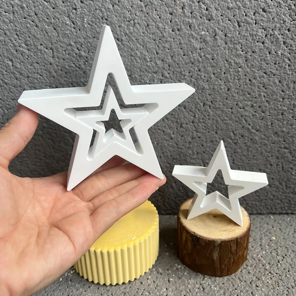 3d hohle Sternform Silikon form DIY fünfzackige Sterne Beton gussformen Wohnkultur Kristall kugel Harz Gipsform