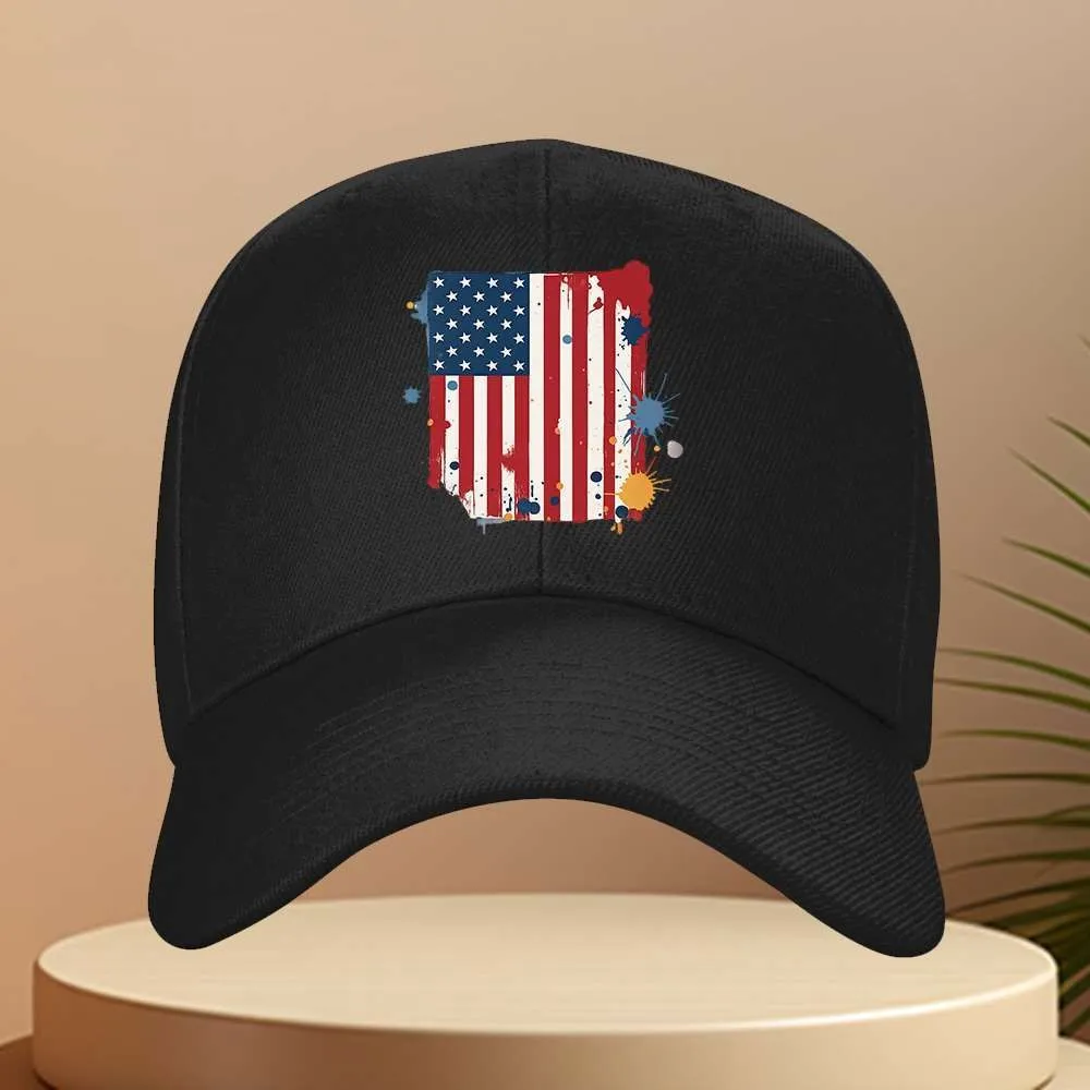 Splash Ink Flag Baseball Cap Artistic Design Adjustable Unisex Outdoor Curved Brim Hat