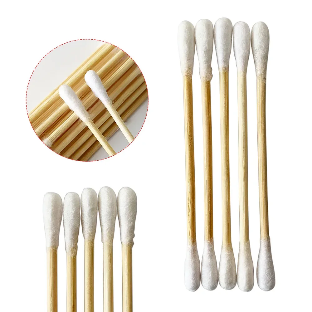 보푸라기 없는 코튼 면봉 마이크로 브러시, 우드 코튼 봉오리, 깨끗한 스틱 속눈썹 익스텐션 접착제 제거 도구, 100 개, 300 개