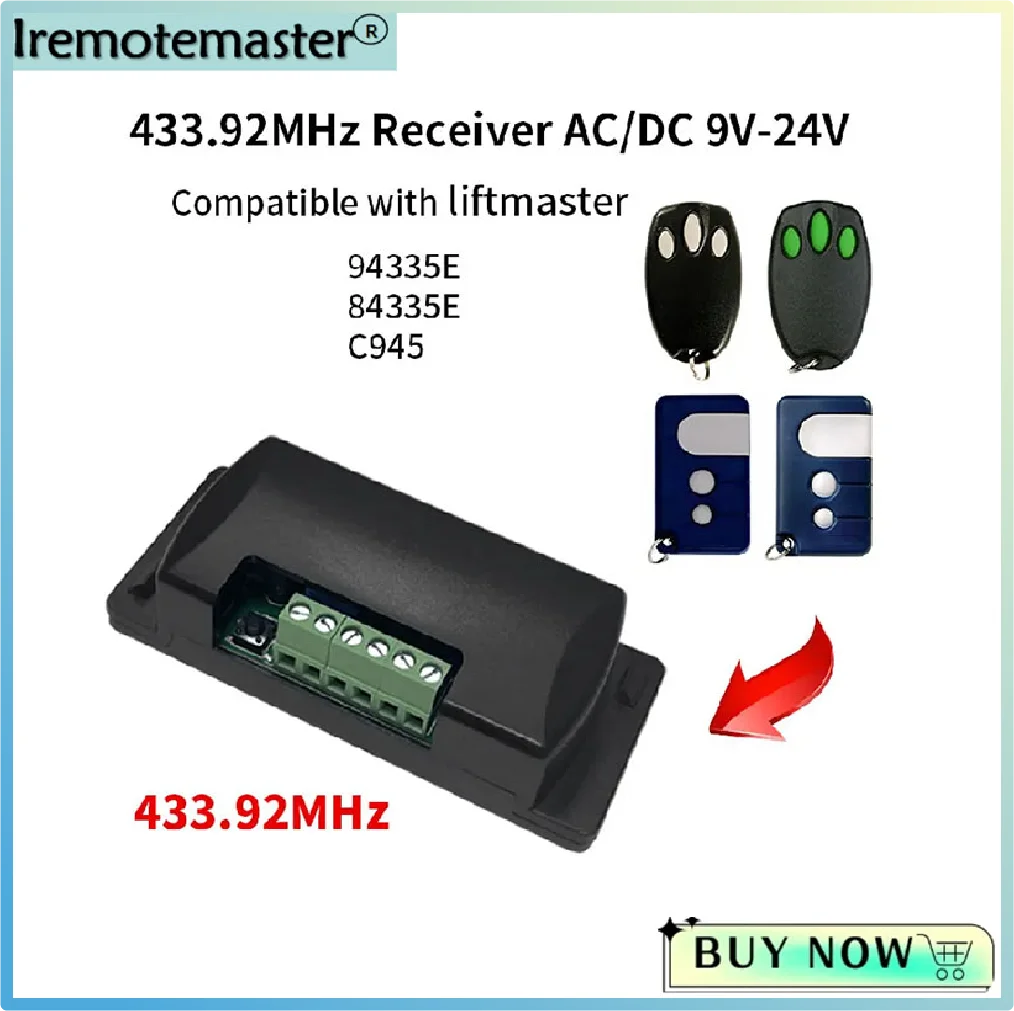 433.92 MHz Receiver for Liftmaster 94335E 84335E C945 Garage Door Remote Opener