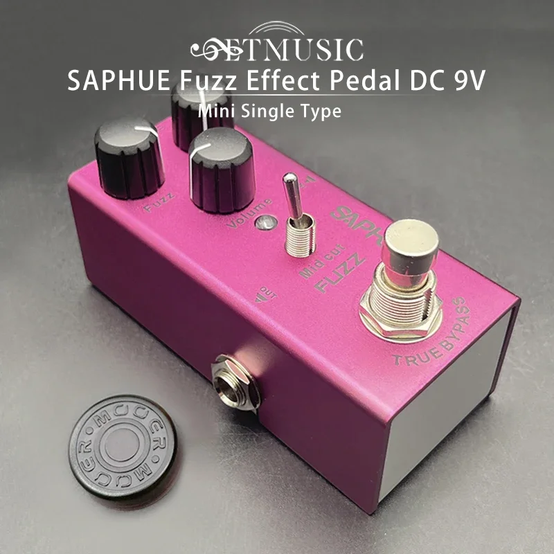 SAPHUE Fuzz Pedal Middle Cut Fuzz/Tone/Volume Konb Effect Pedal Mini Single Type DC 9V True Bypass