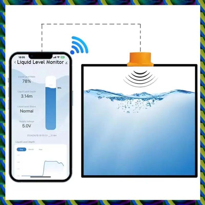 Tuya Smart Life Harian ME201W Sensor Ketinggian Air Ultrasonik Jarak Jauh Wifi Nirkabel, Monitor Bertenaga Energi Surya (UE)