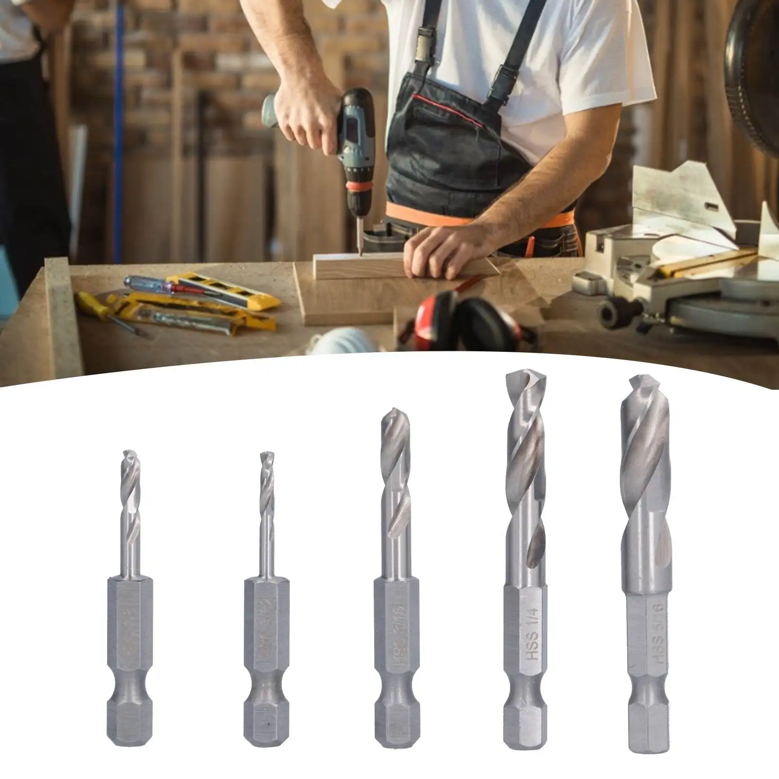 Drill Bits Set  High Speed Steel Hex Shank Short Drill Bits for Machining Drilling Hex Shank Drill Bits