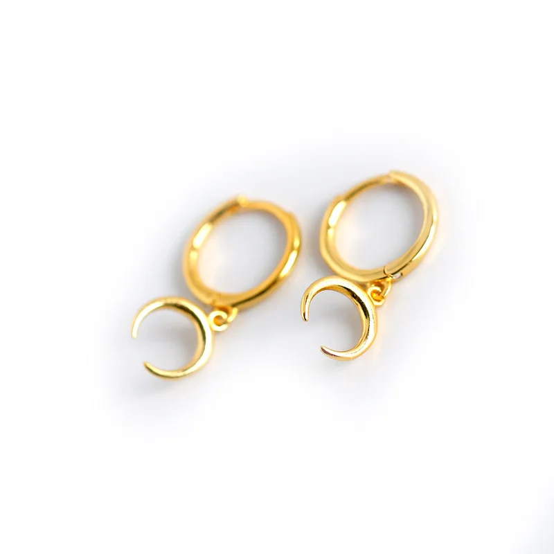 موضة جديدة انخفاض الأقراط الصغيرة للنساء رقيقة الذهبي Huggie مع الهلال قلادة على شكل قمر بسيطة الإناث العصرية القرط الملحقات #6