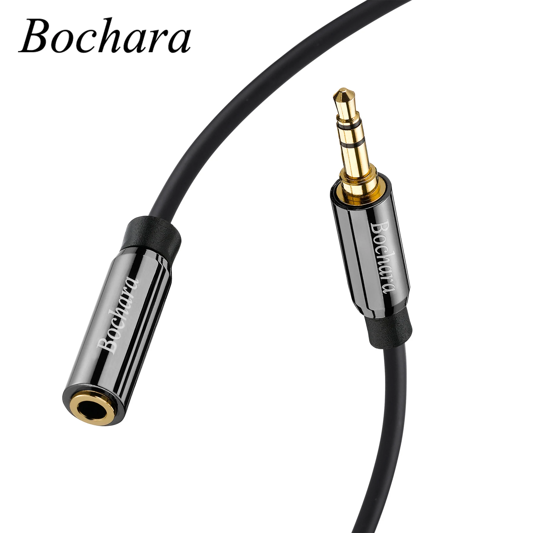 Bochara 1/8 \'\'3.5mm złącze Stereo przedłużacz męski na żeński OFC Audio ekranowany pozłacany 1.8m 3m 5m 10m 15m 20m