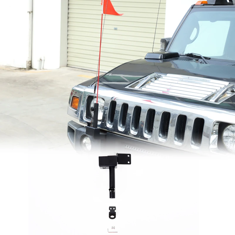 Antenna Flag Pole Front Bumper Right Side Flagpole Holder For Hummer H2 2003-2009 Multi-Function Holder Bracket Accessories