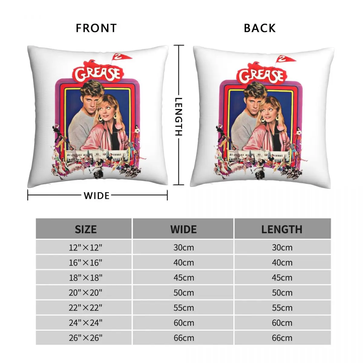 Grease 2 Classic 80's Film Square Pillowcase Polyester Linen Velvet Pattern Zip Decor Throw Pillow Case Bed Cushion Cover