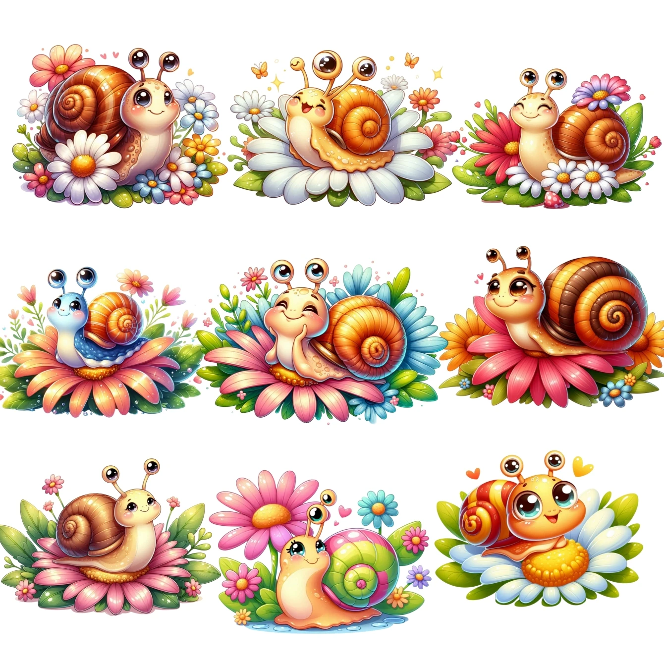 18pcs Creative Cute Self-made  Colorful flower snail Scrapbooking Stickers /decorative/DIY Craft Photo Albums stationery