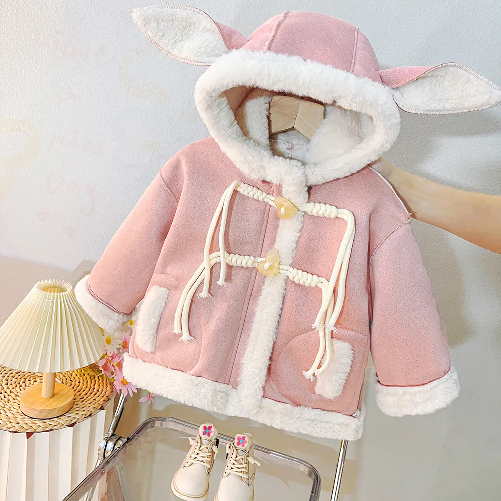 Winter 2024 Girls Thick Coats Children Warm Velvet Jackets Hoodies for Baby Girl Clothing Tops Outerwear Kids Outdoors Costume