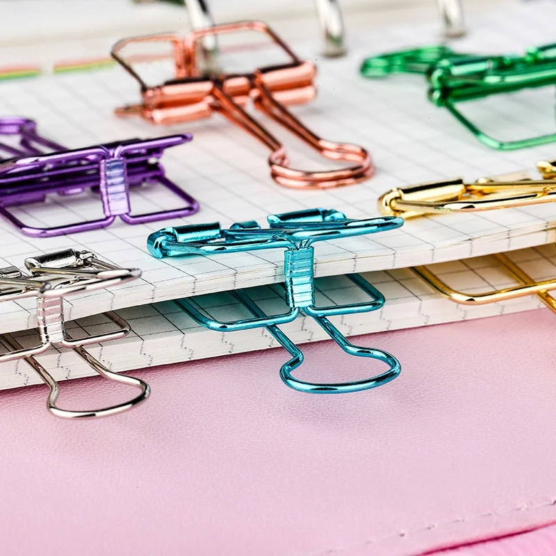 10 Random Color Durable Metal Binder Clips, Everyday Office Supplies, Hollow-Out Long Tail Clips, Notebook Clips,File Organizers