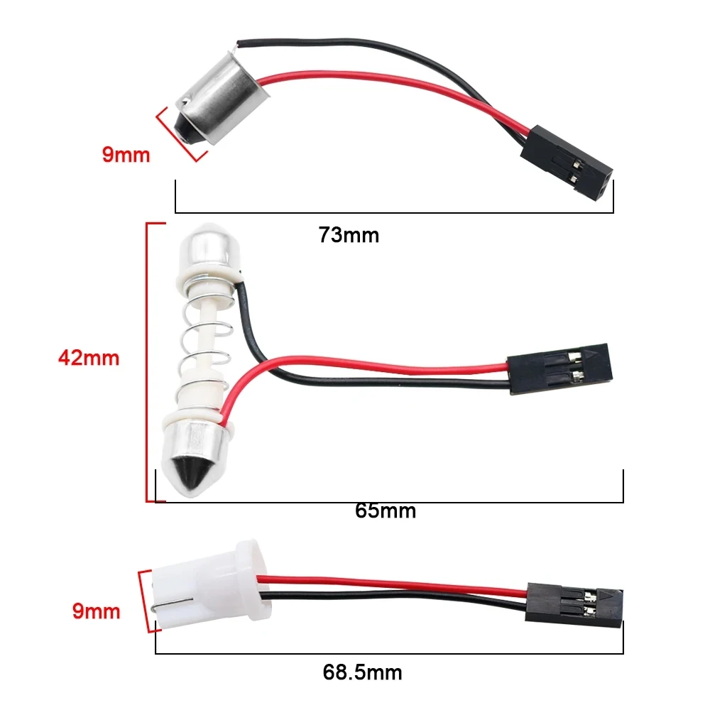 10Pcs BA9S/Festoon/T10 W5w Car Auto Led Bulb Light Wire Harness Adapter BA9S/Festoon/T10 Socket Holder For License Plate Lights