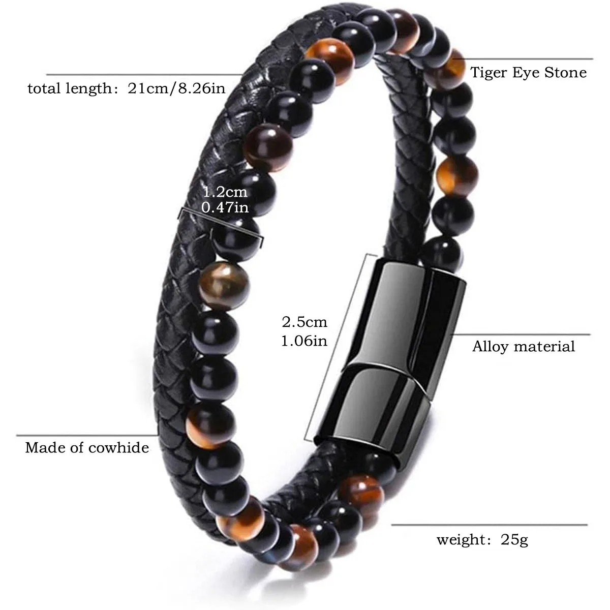 Edelstahl Armband Tigerauge Stein Perlen Armband Natürliche Lava Stein Perlen Edelstahl Armband Männer Frauen Schmuck – Detail 7