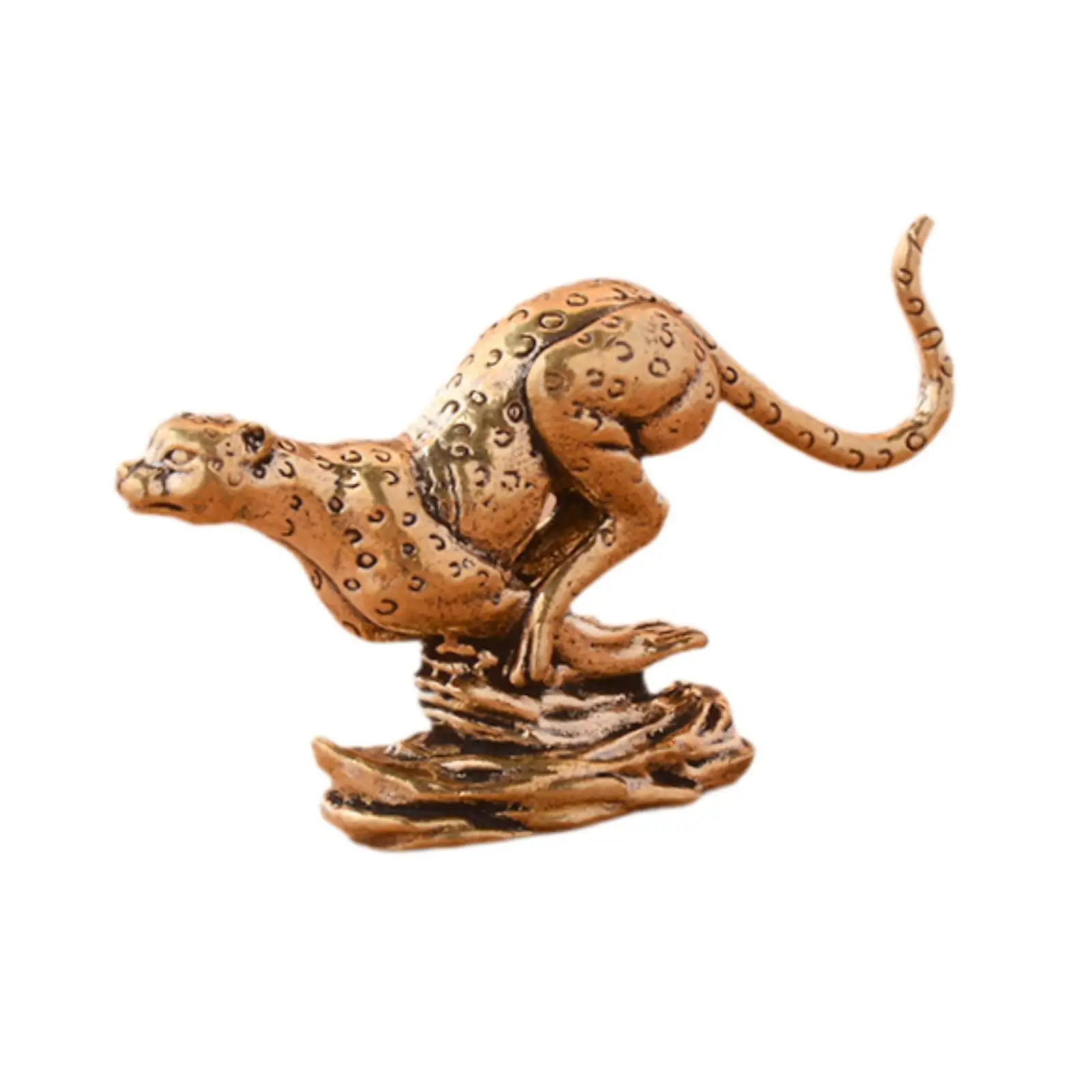 Brass Leopard Ornament Fengshui Leopard Figurine Decorative Leopard Sculpture Cheetah Statue for Balcony Living Room Bedroom