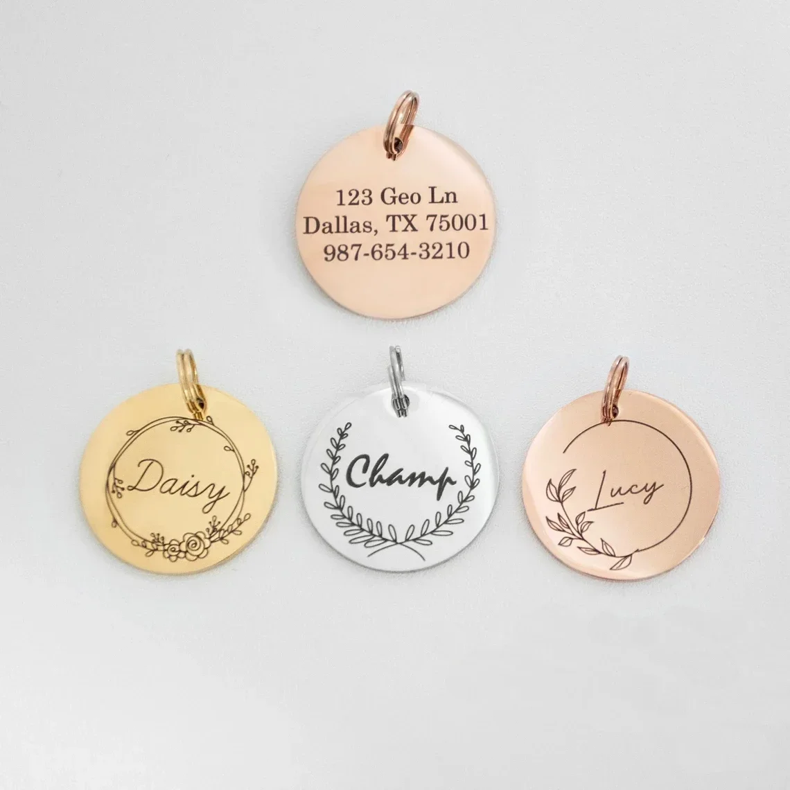 

Custom Engraved Name Date Round Coin Stainless Steel Personalized ID Tag Accessory Jewelry Pendant Fit for Bracelet Necklace