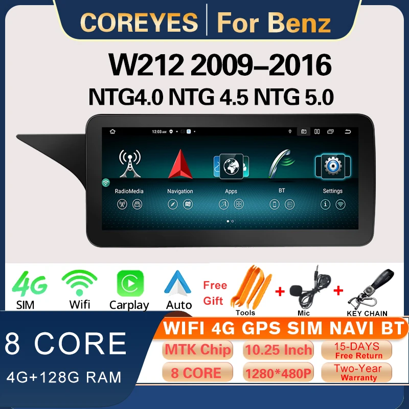 

COREYES 10.25" Car Radio Android12 For Mercedes W212 2009-2016 Carplay Stereo Multimedia Player GPS Navigation BT Headunit