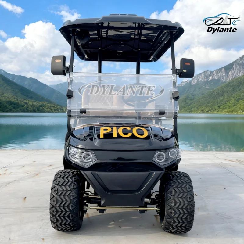 عربة جولف كهربائية ذات تصميم احترافي مخصص بشعار ملون مناسبة للدورة المخصصة مكونة من 4 مقاعد للصيد على الطرق الوعرة #2