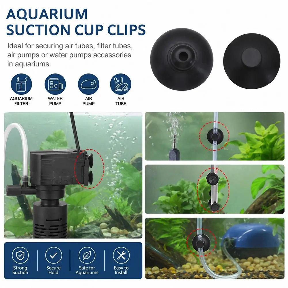 10 Stück Schwarze Aquarium-Saugnapfclips Saugnapf-Clip-Rohrhalterung Fischbecken-Pumpenhalter für Glasoberflächen