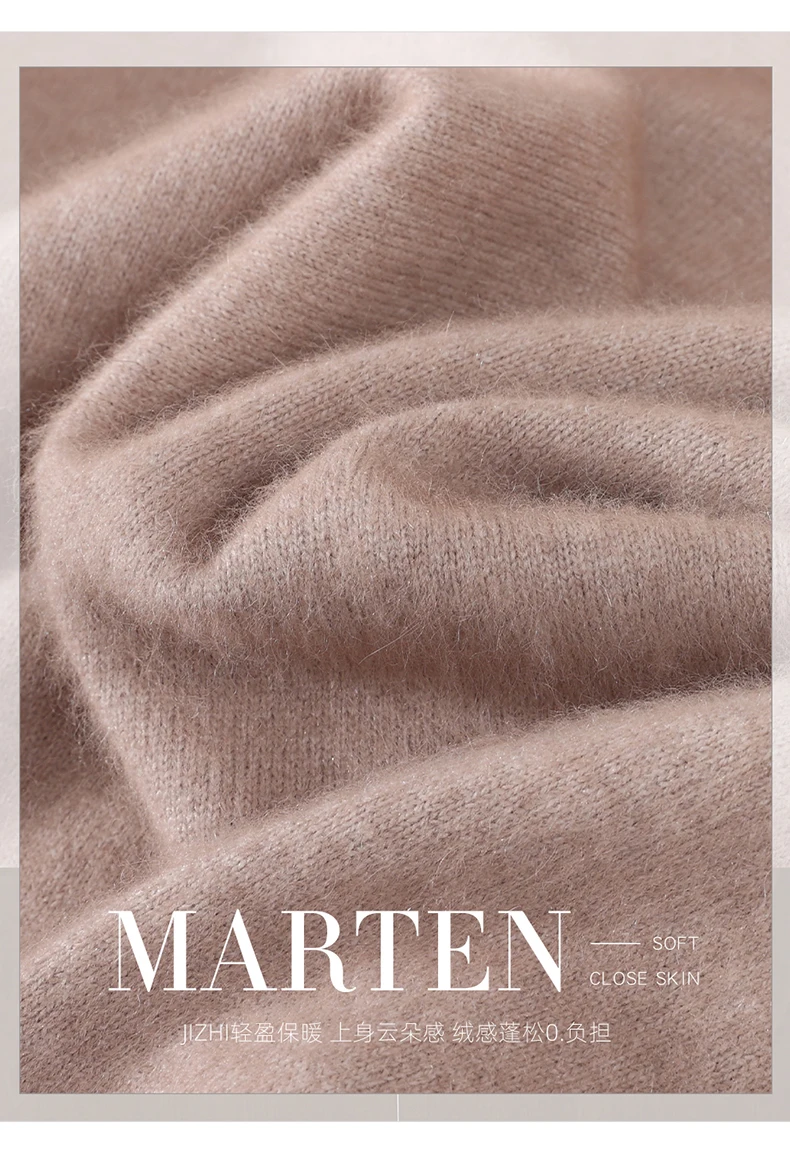 Damen 100% Reiner Nerz-Kaschmir V-Ausschnitt Pullover T-Shirt Einfarbig Gestrickt Modisch Vielseitig Kurzärmeliger Pullover – Detail 23