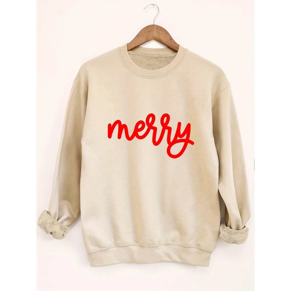 

Christmas Sweatshirt Merry Christmas in Elegant Cozy Black Holiday Pullover for Christmas Party Casual Winter Sweater