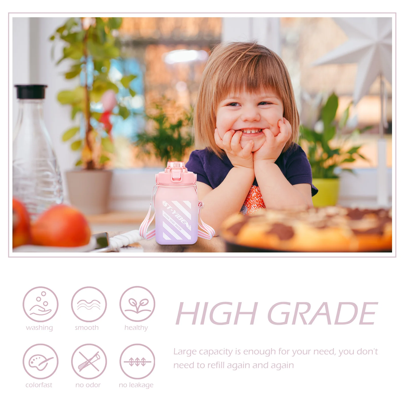 

64 Water Bottle Big Belly Design Easy to Clean Portable Water Carrier for Outdoor Gym Yoga Office Travel