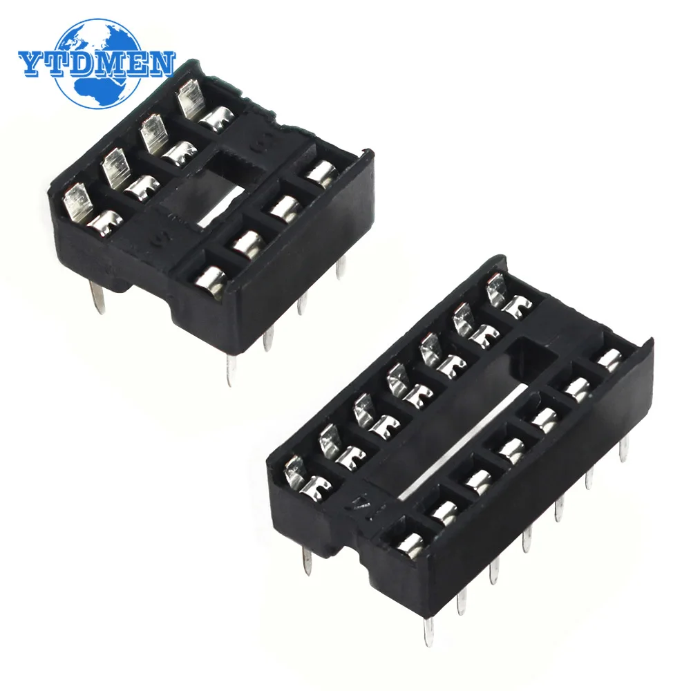 20 шт./кор. розетки для микросхем 2,54 мм, разъем 6pin, 8pin, 14pin, 16pin, 18pin, 20pin, 24pin, 28pin, DIP-разъем, тип припоя, узкий корпус, IC-сиденье