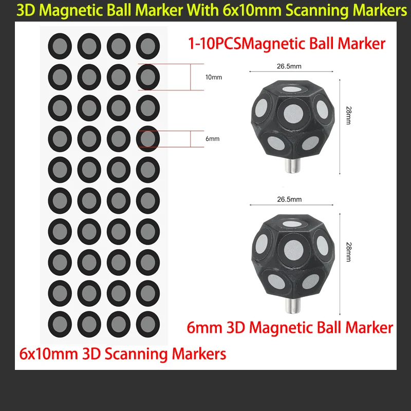 3D Magnetic Ball Marker With 6mm 3DScanning Markers 3D Tracking Dots Reference Point 3D Target Diffuse Reflection Markers