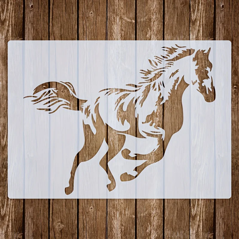 A4 29 * 21 cm Pferd DIY Schablonen Wandmalerei Sammelalbum Färbung Prägung Album Dekorative Papierkarte Vorlage, Wand