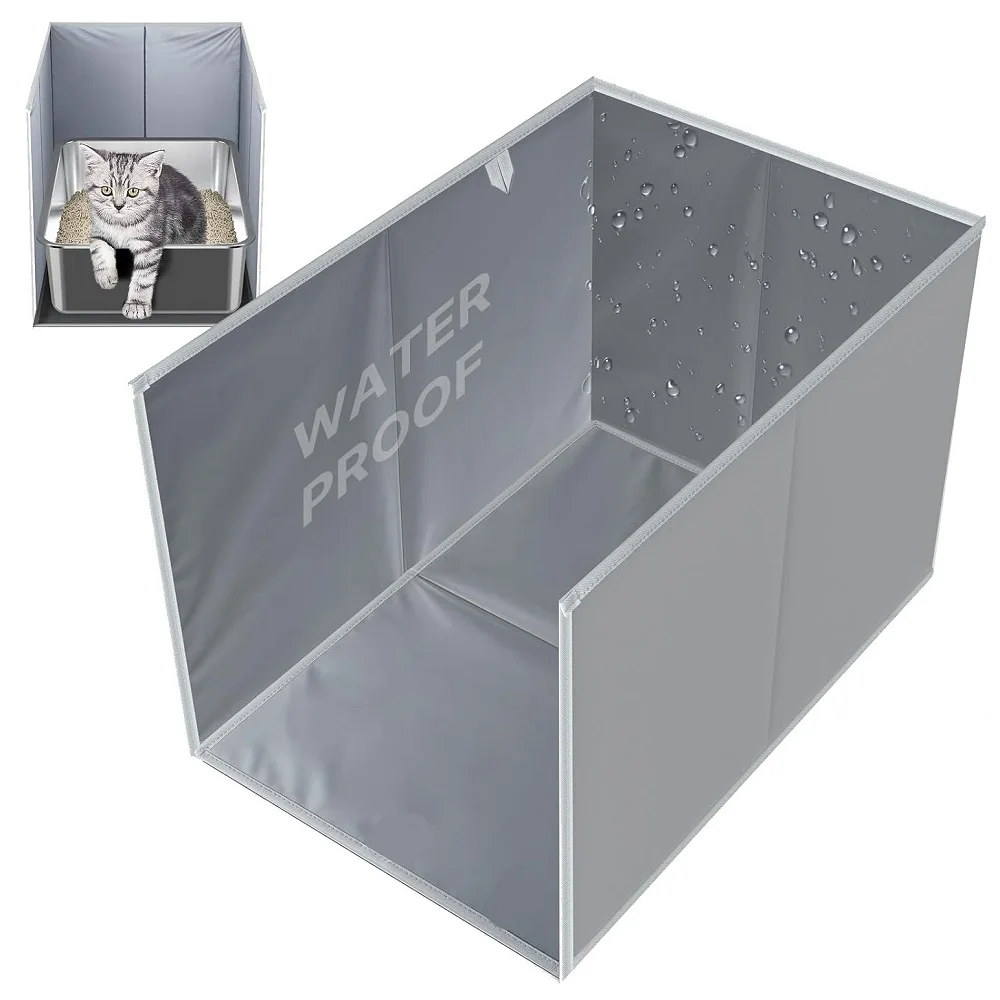 

Splash Proof Cat Litter Box Fence Foldable Oxford Cloth Cat Toilet Partition waterproof Dirt Proof Cat Litter Fence Box Shield