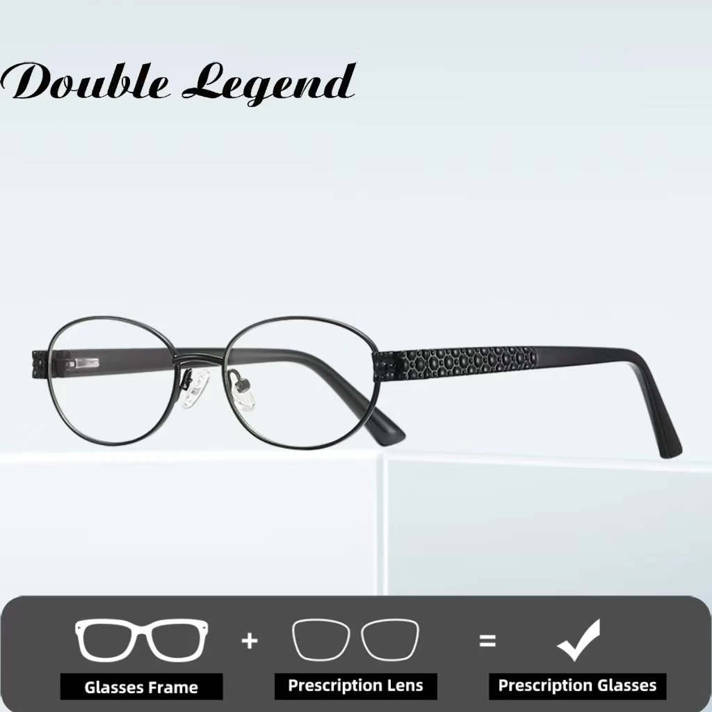 

Double Legend Oval Prescription Eyeglasses Women for High-quality Metal Photochromic Optical Prescription Myopia Reading Glasses