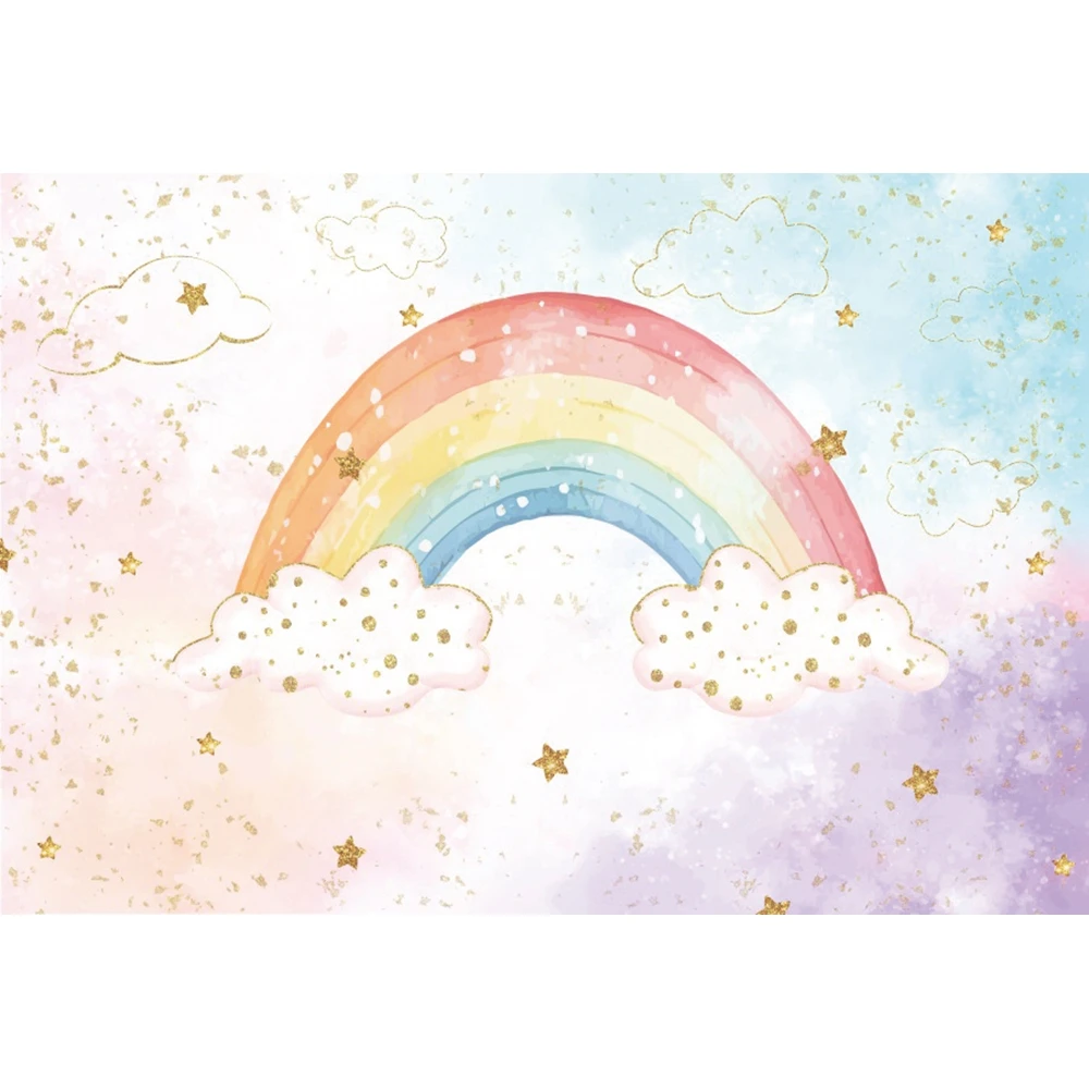 قوس قزح استحمام الطفل الخلفيات الوليد صبي فتاة حفلة عيد ميلاد صورة خلفية التصوير الفوتوغرافي لاستوديو الصور