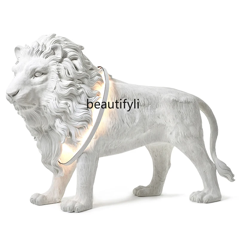 

Animal Decoration Floor Lamp Shopping Mall Exhibition Hall Sales Department Lobby Lion Sculpture Art Lamps