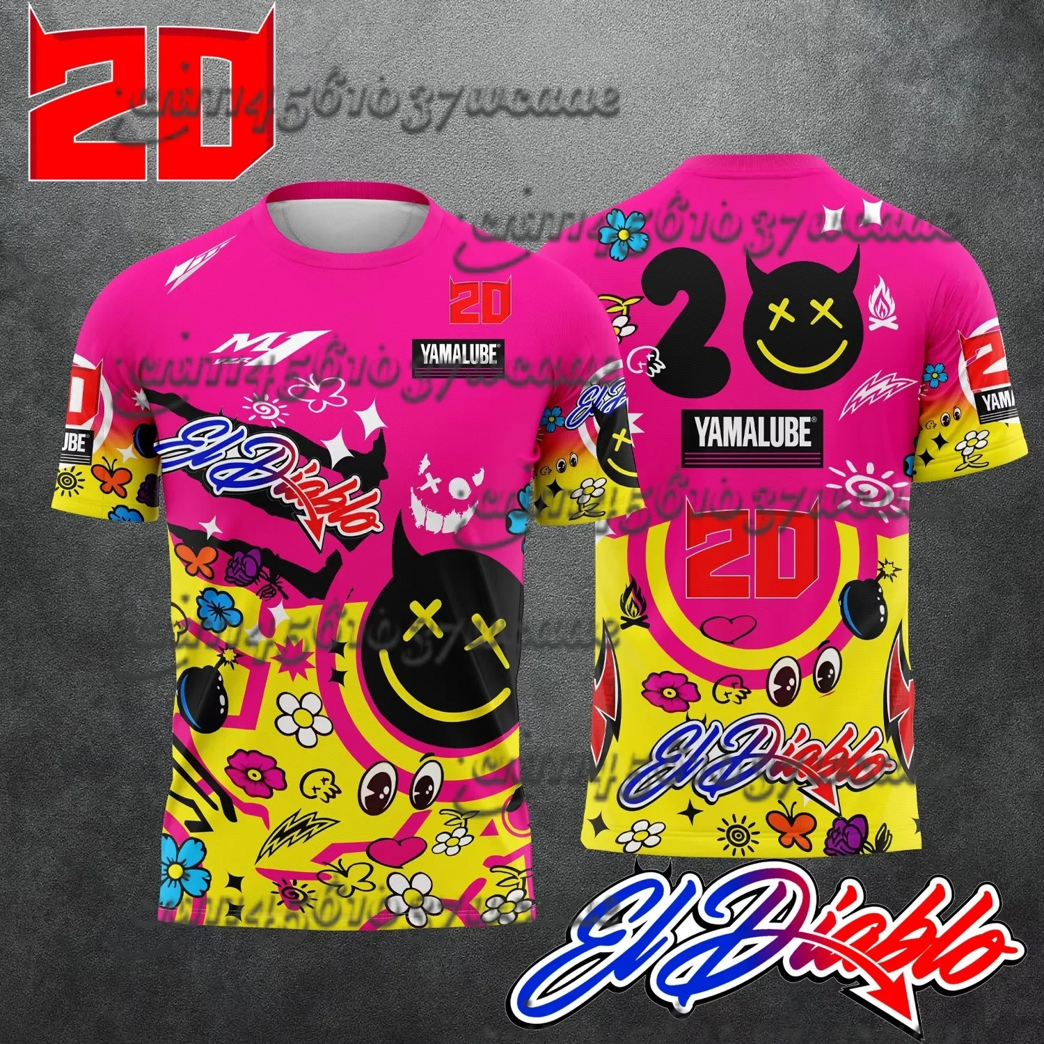 Camiseta de Manga Corta Casual de Verano para Hombre, Número 20, del Piloto Fabio Quartararo, Color Rosa, Nueva Edición 2026, para Fanáticos de las Carreras de Motos