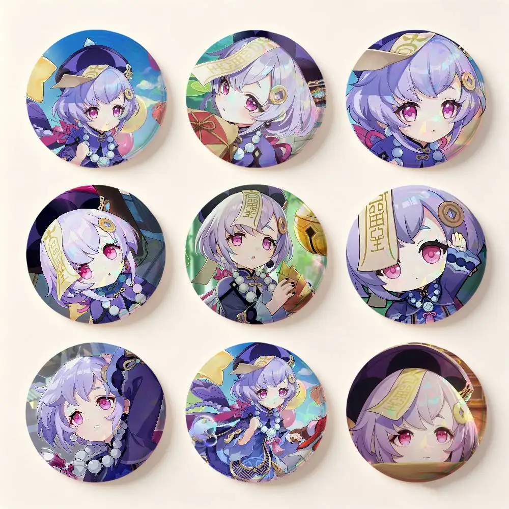 Qiqi Genshin Impact Badges 25 32 44 58 75 Mm Round Cosplay Pin Bag Decor Fans Collect Friends Gifts Brooch Souvenir