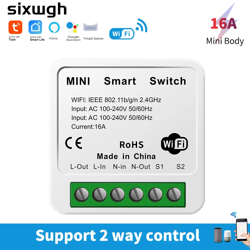 Tuya Alexa Timer Smart Switch 10A 16A Relay module work with Google Home Smart life app remote control switches wifi wall switch