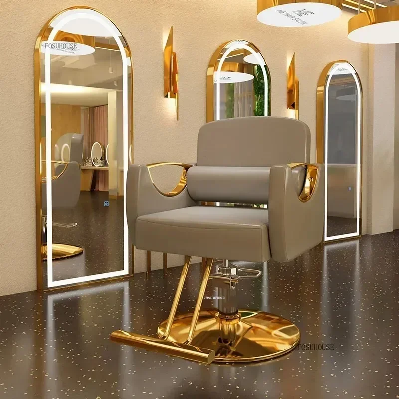 Nordic Luxury Barber Chair Beauty Barbershop Portable Swivel Gold Barber Chairs Iron Commercial Furniture Beauty Salon Chair w