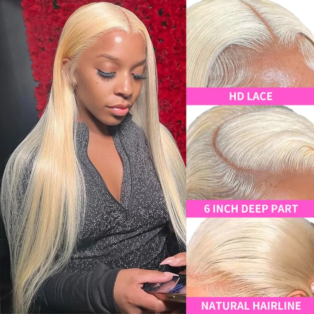 613 Straight 13x4 Transparent Lace Front Wig 13x6 HD Lace Frontal Wig Human Hair Blonde 30 Inch Lace Front Wig Cheap On Sale