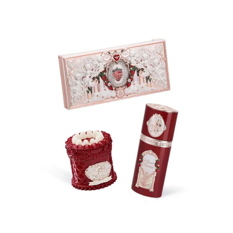 

Makeup Set Flower Knows Strawberry Cupid Collection Makeup Gift Set include Make-up Palette Lip Cream Liquid Blush Vegan
