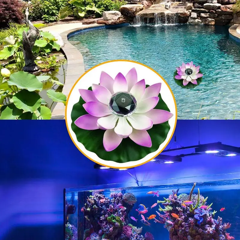 Lotus Floating Pool Lights Colorful Flower Rustproof Waterproof Solar Power LED Pond Night Lights For Garden Decorations