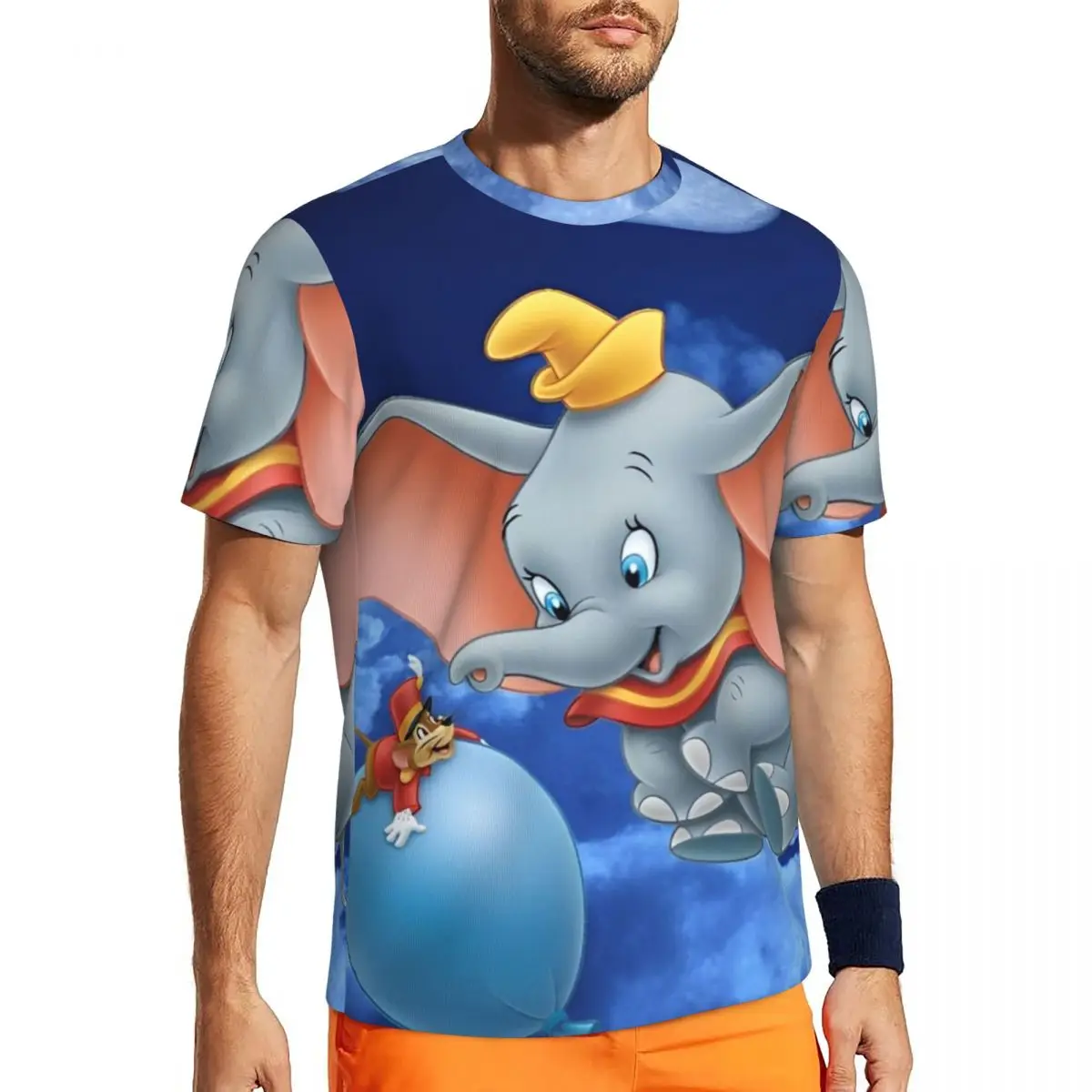

Dumbo Cartoon T Shirt Man Y2K Classic Sports T Shirts Breathable Summer Trendy Cool Tee Shirt Pattern Plus Size Clothing