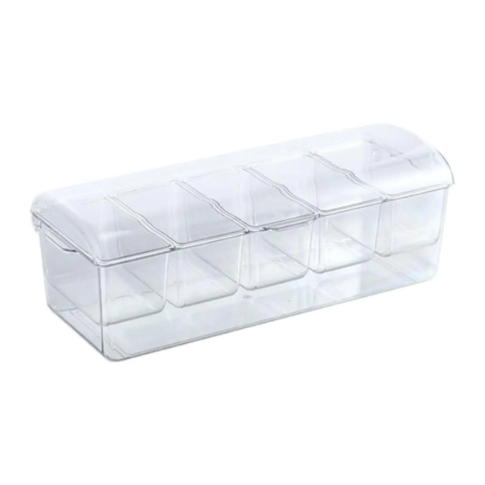 Chilled Condiment Server Tray Serving Platter Dish Sturdy 5 Compartment for Salad Bar, Buffet Seafood Fruits Meats Picnic
