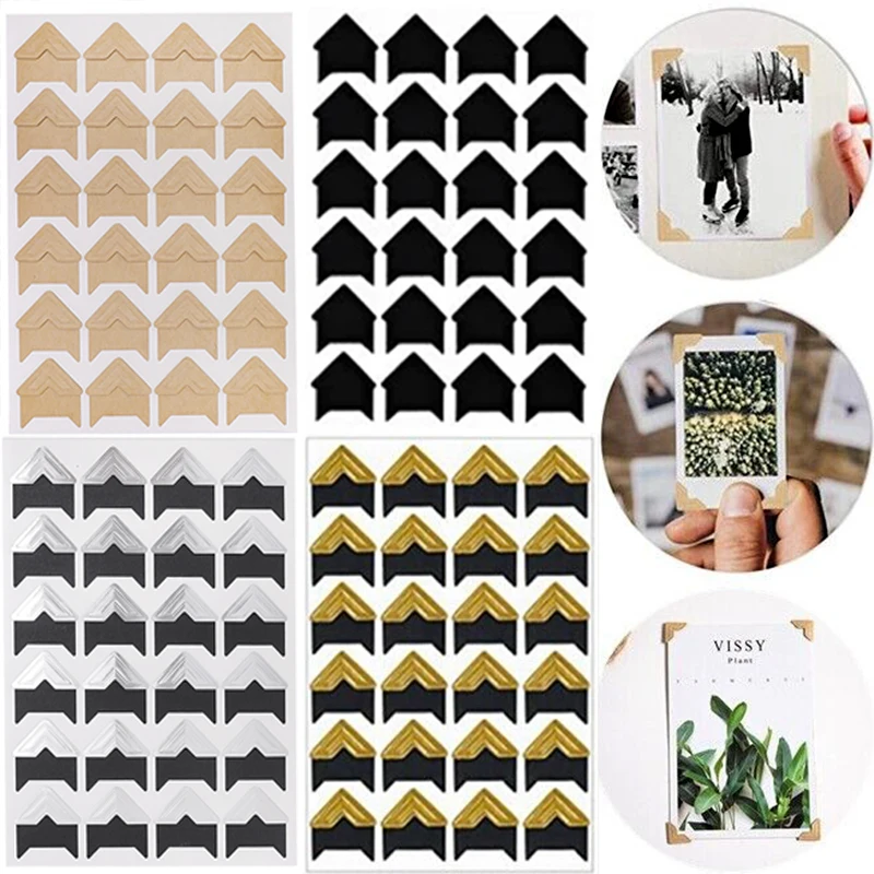 120/24PCS DIY Vintage Corner Kraft Paper Stickers for Self-Adhesive Photo Album Accessories Scrapbooking Picture Protect Decor