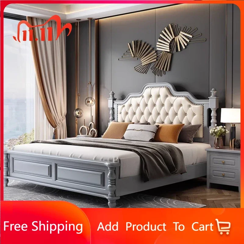 Princess Luxury Double Bed Pretty European Comferter Queen Bed Solid Wood Letto Matrimoniale Bedroom Set Furniture